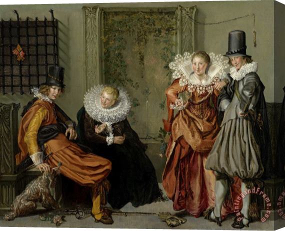 Willem Buytewech Elegant Couples Courting Stretched Canvas Print / Canvas Art