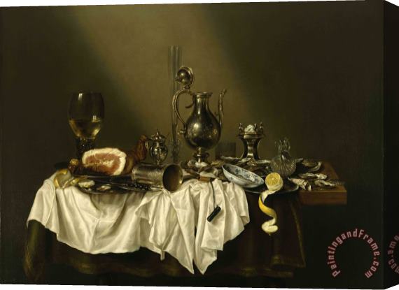 Willem Claesz Heda Banquet Piece with Ham Stretched Canvas Print / Canvas Art