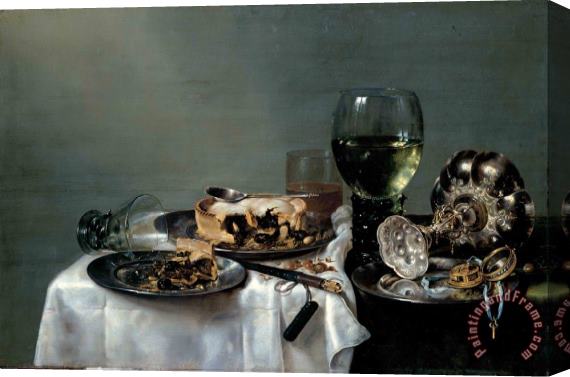 Willem Claesz Heda Breakfast Table with Blackberry Pie Stretched Canvas Print / Canvas Art