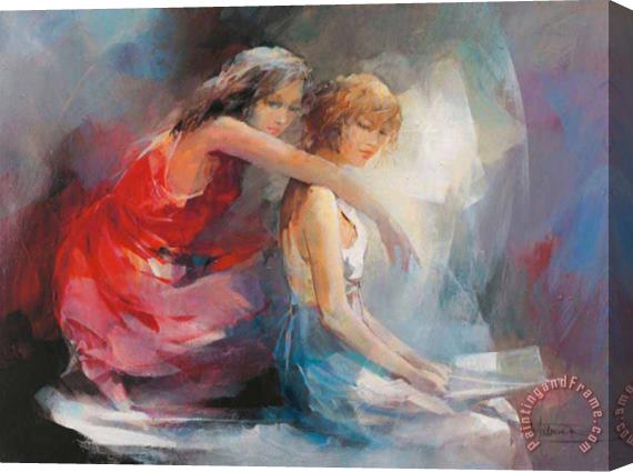 willem haenraets Two Girl Friends Ii Stretched Canvas Painting / Canvas Art
