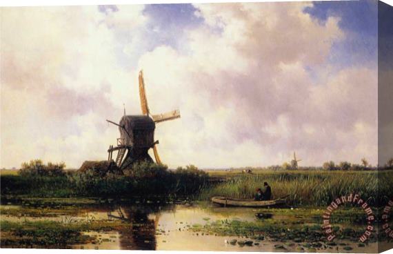 Willem Roelofs The Gein River Near Abcoude Stretched Canvas Print / Canvas Art