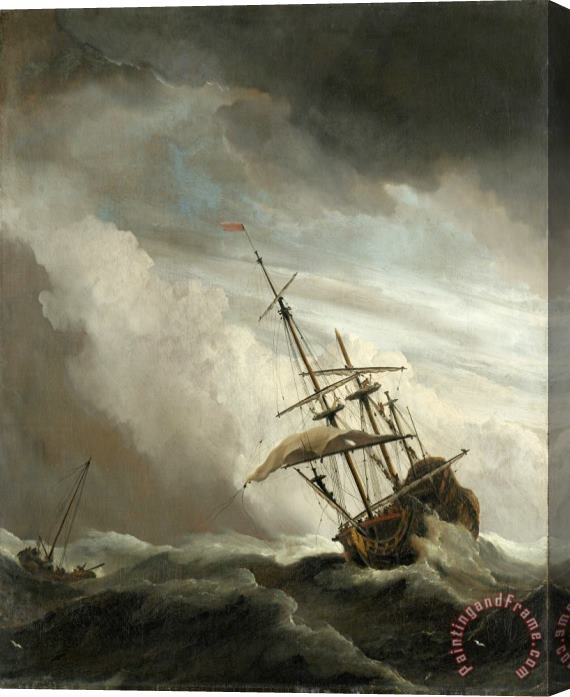 Willem van de Velde A Ship on The High Seas Caught by a Squall, Known As 'the Gust' Stretched Canvas Print / Canvas Art