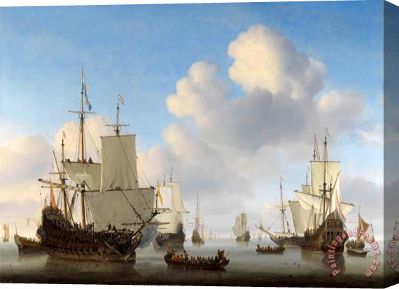 Willem van de Velde Dutch Ships in a Calm Stretched Canvas Print / Canvas Art