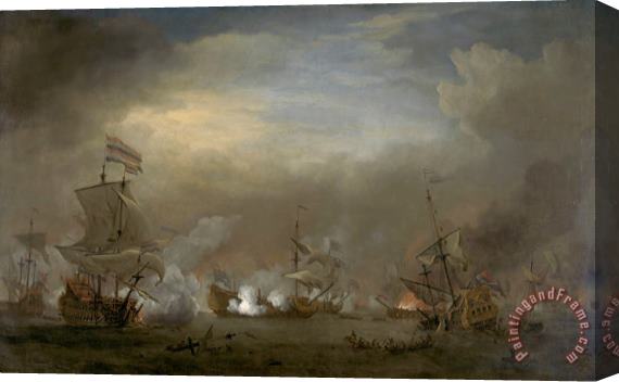 Willem van de Velde Encounter During The Battle of Kijkduin Stretched Canvas Painting / Canvas Art
