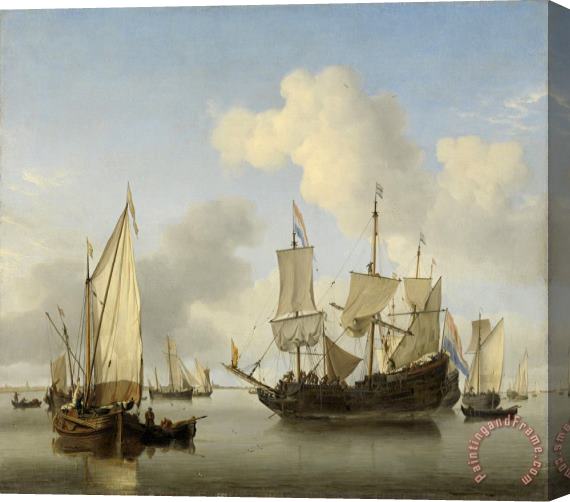 Willem van de Velde Ships at Anchor on The Coast Stretched Canvas Painting / Canvas Art