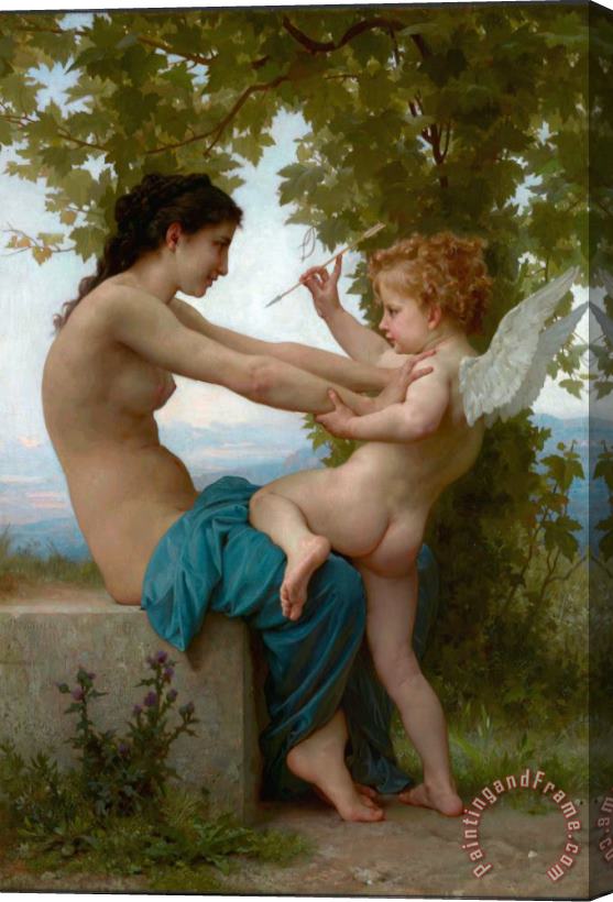 William Adolphe Bouguereau A Young Girl Defending Herself Against Eros Stretched Canvas Print / Canvas Art