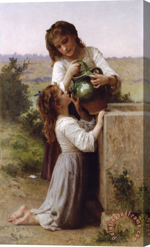 William Adolphe Bouguereau At The Fountain Stretched Canvas Painting / Canvas Art