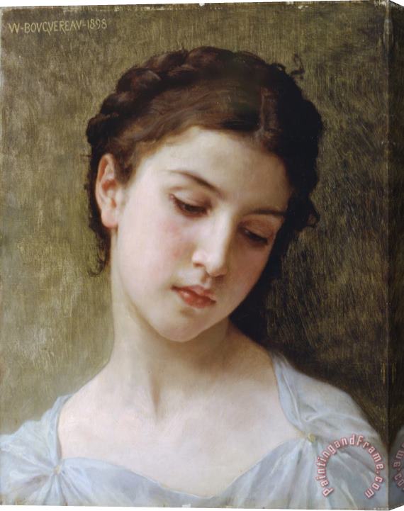 William Adolphe Bouguereau Head of a Young Girl Stretched Canvas Painting / Canvas Art