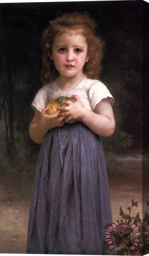 William Adolphe Bouguereau Little Girl Holding Apples in Her Hands Stretched Canvas Painting / Canvas Art