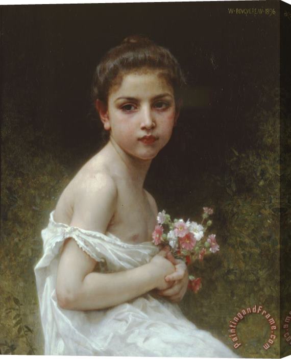 William Adolphe Bouguereau Little Girl with a Bouquet Stretched Canvas Print / Canvas Art