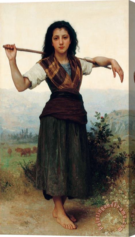 William Adolphe Bouguereau Shepherdess Stretched Canvas Painting / Canvas Art