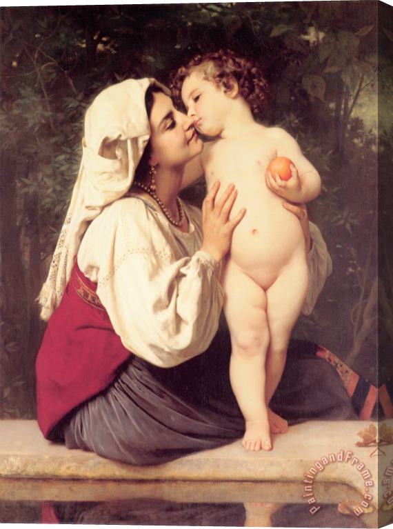 William Adolphe Bouguereau The Kiss Stretched Canvas Painting / Canvas Art
