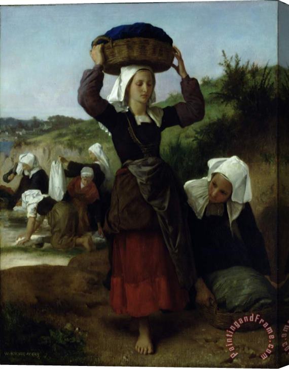 William Adolphe Bouguereau Washerwomen of Fouesnant Stretched Canvas Painting / Canvas Art
