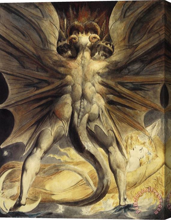 William Blake The Great Red Dragon And The Woman Clothed In Sun Stretched Canvas Print / Canvas Art