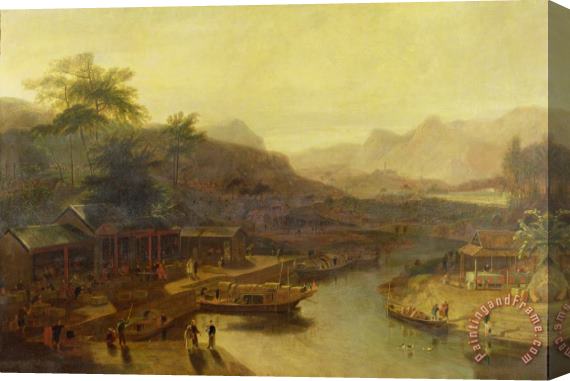 William Daniell A View in China - Cultivating the Tea Plant Stretched Canvas Painting / Canvas Art