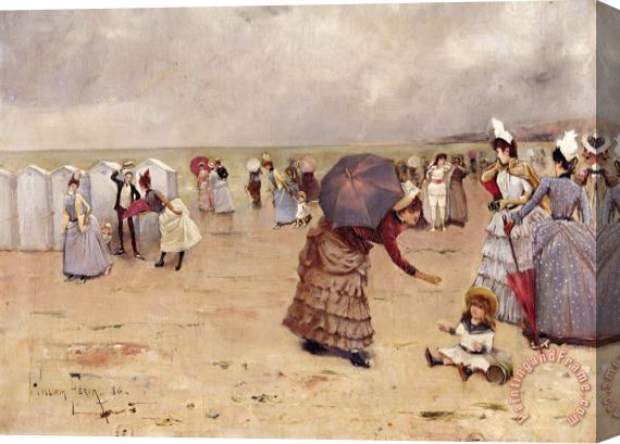 William Feron Elegant Figures on a Beach Stretched Canvas Painting / Canvas Art