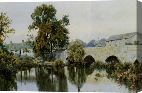 William Fraser Garden A Stone Bridge Leading Into a Village Stretched Canvas Print / Canvas Art