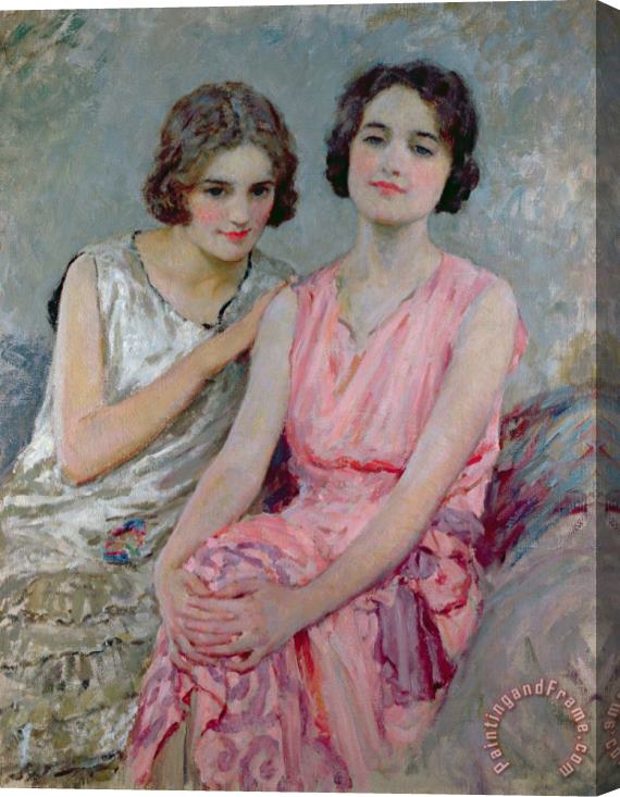 William Henry Margetson Two Young Women Seated Stretched Canvas Painting / Canvas Art