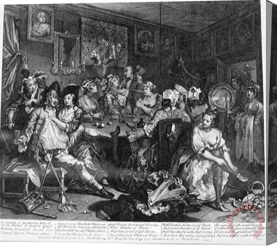 William Hogarth A Rake's Progress, Plate 3, The Tavern Scene Stretched Canvas Painting / Canvas Art