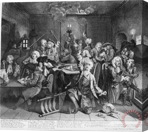 William Hogarth A Rake's Progress, Plate 6, Scene in a Gaming House Stretched Canvas Painting / Canvas Art