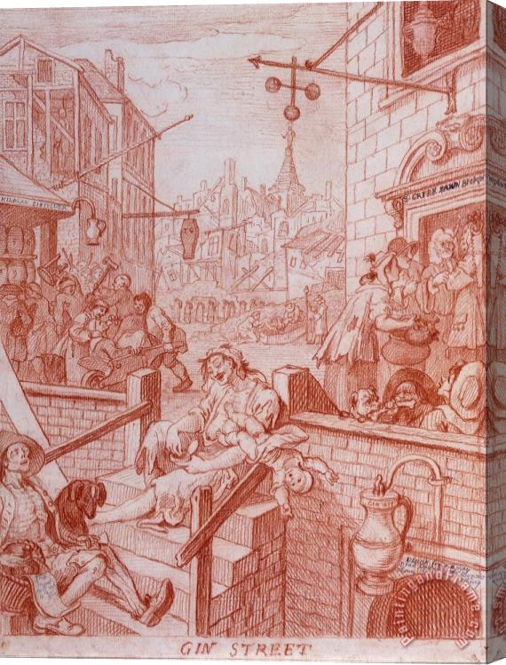 William Hogarth Gin Street Stretched Canvas Painting / Canvas Art