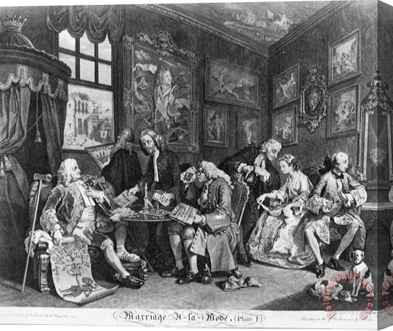 William Hogarth Marriage a La Mode, Plate 1, (the Marriage Contract) Stretched Canvas Painting / Canvas Art