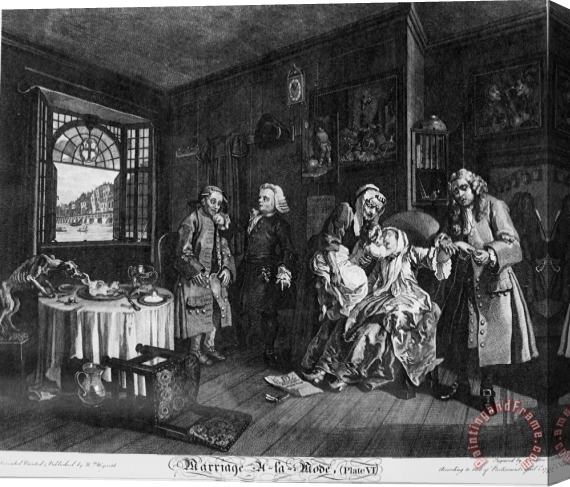 William Hogarth Marriage a La Mode, Plate 6, (the Death of The Countess) Stretched Canvas Print / Canvas Art