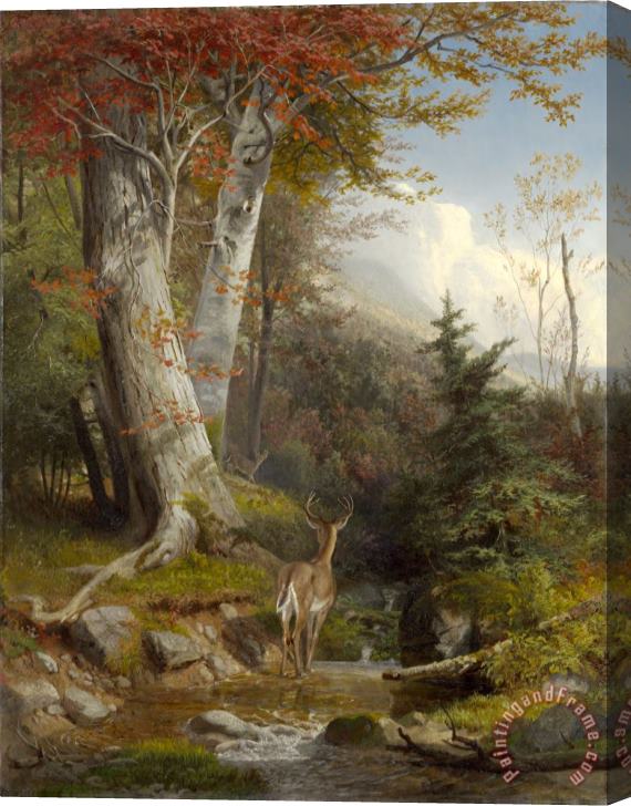 William Holbrook Beard Mountain Stream And Deer, 1865 Stretched Canvas Print / Canvas Art