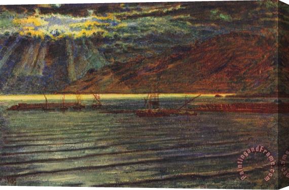 William Holman Hunt Fishingboats by Moonlight Stretched Canvas Print / Canvas Art