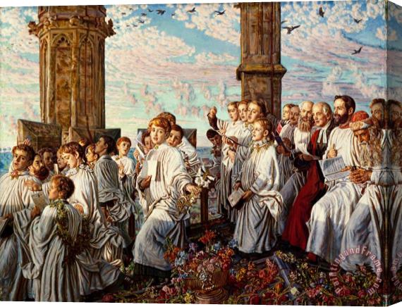 William Holman Hunt May Morning on Magdalen College, Oxford, Ancient Annual Ceremony Stretched Canvas Print / Canvas Art