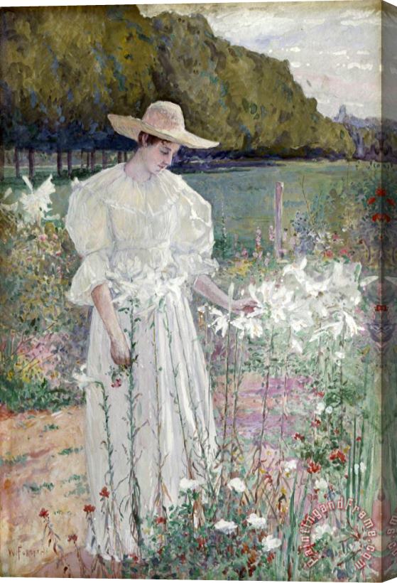 William J. Forsyth Among The Lilies Stretched Canvas Painting / Canvas Art