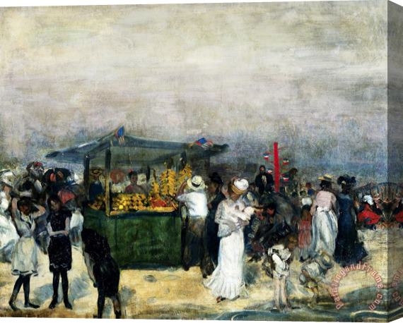 William James Glackens Fruit Stand, Coney Island Stretched Canvas Painting / Canvas Art