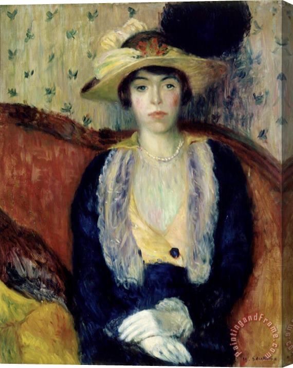 William James Glackens Miss Olga D. Stretched Canvas Painting / Canvas Art