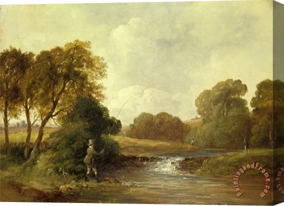 William Jones Fishing Playing a Fish Stretched Canvas Painting / Canvas Art
