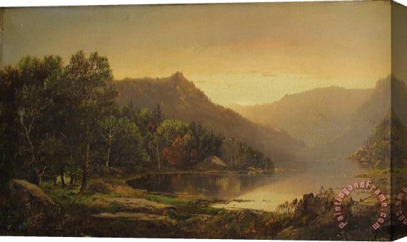 William Louis Sonntag New England Mountain Lake at Sunrise Stretched Canvas Print / Canvas Art