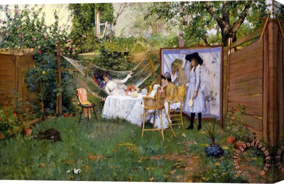 William Merritt Chase Open Air Breakfast Stretched Canvas Print / Canvas Art