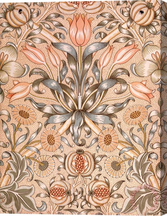 William Morris Lily And Pomegranate Wallpaper Design Stretched Canvas Print / Canvas Art