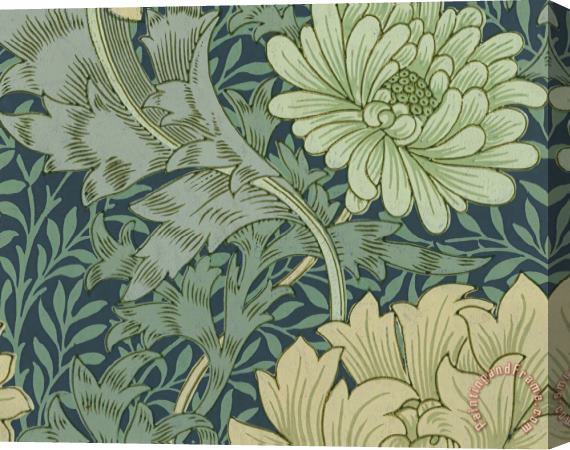 William Morris Wallpaper Sample with Chrysanthemum Stretched Canvas Painting / Canvas Art