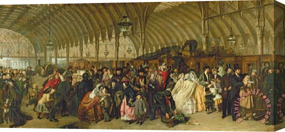 William Powell Frith The Railway Station Stretched Canvas Print / Canvas Art