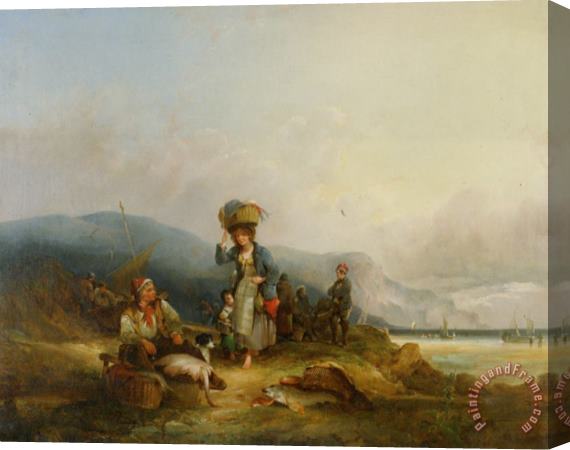 William Shayer, Snr Fisherfolk And Their Catch by The Sea Stretched Canvas Print / Canvas Art