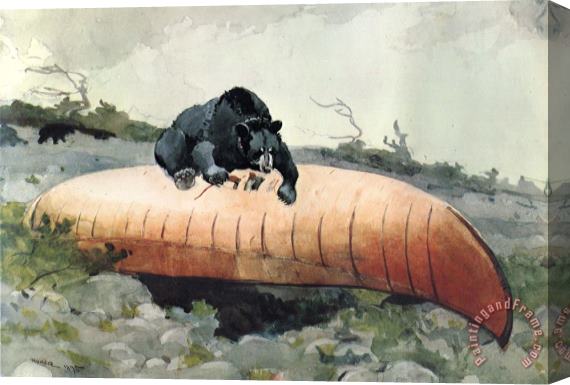 Winslow Homer Bear And Canoe Stretched Canvas Painting / Canvas Art