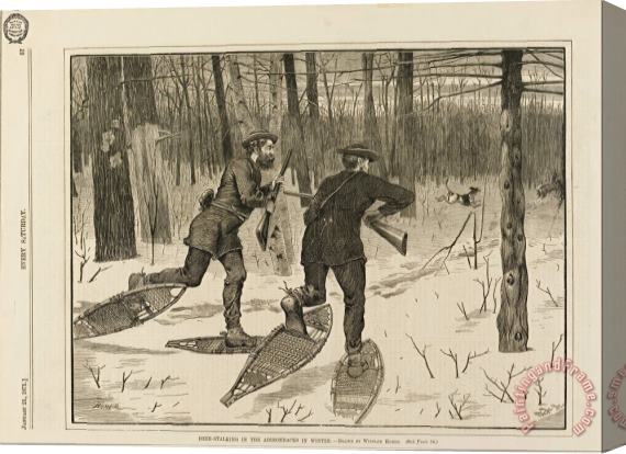 Winslow Homer Deer Stalking in The Adirondacks in Winter, From Every Saturday, January 21, 1871, P. 57 Stretched Canvas Print / Canvas Art