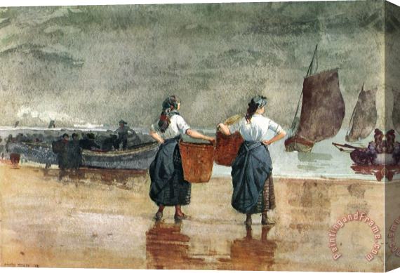 Winslow Homer Fisher Girls on The Beach, Tynemouth Stretched Canvas Painting / Canvas Art