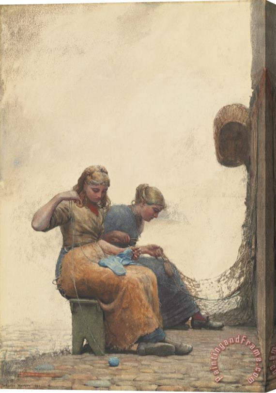 Winslow Homer Mending The Nets Stretched Canvas Painting / Canvas Art
