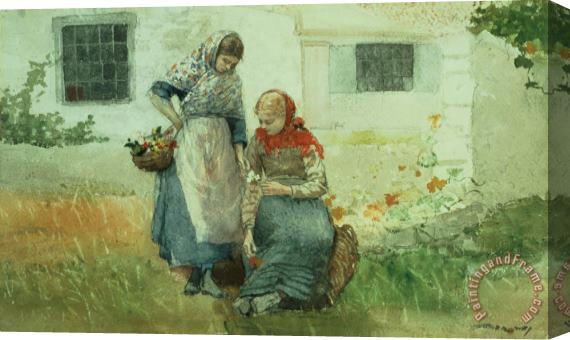 Winslow Homer Picking Flowers Stretched Canvas Painting / Canvas Art