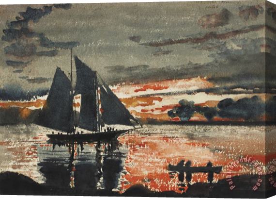 Winslow Homer Sunset Fires Stretched Canvas Print / Canvas Art