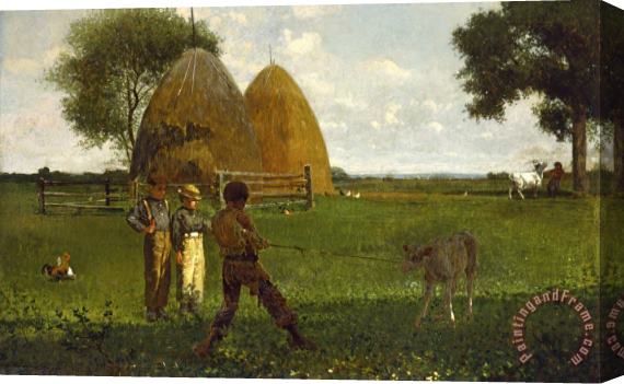 Winslow Homer Weaning The Calf Stretched Canvas Painting / Canvas Art