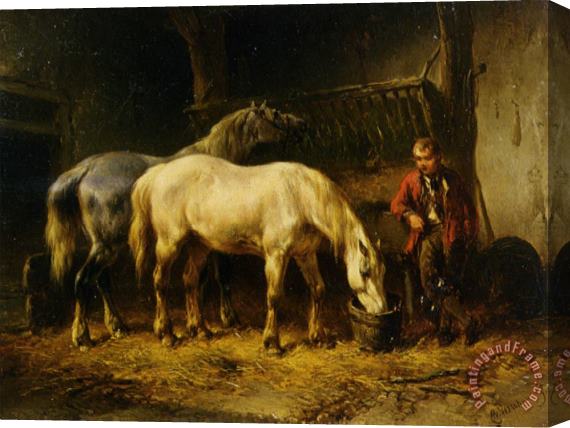 Wouter Verschuur Feeding The Horses Stretched Canvas Painting / Canvas Art