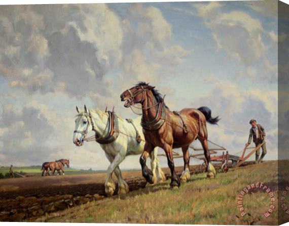 Wright Barker Ploughing The Fields Stretched Canvas Print / Canvas Art