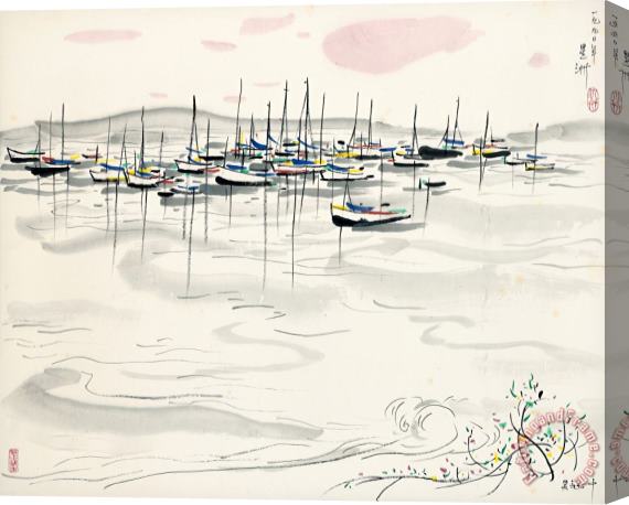 Wu Guanzhong A Seaside Scene of Singapore Stretched Canvas Print / Canvas Art